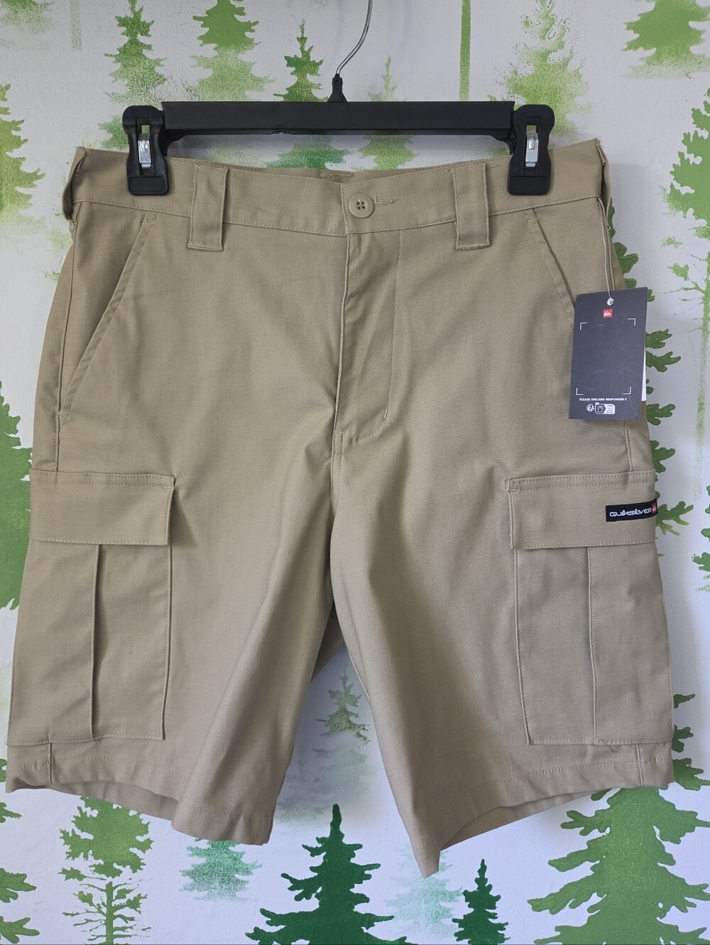 Quiksilver Men’s Tan Cargo Shorts - Classic Pocket Style